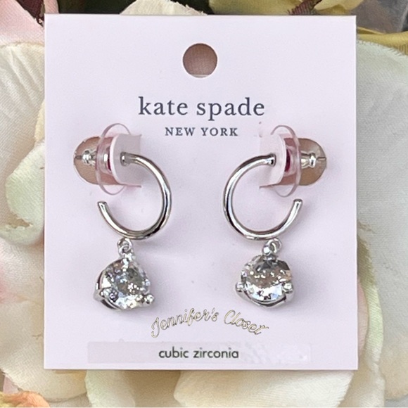 NWT ♠️ Kate Spade Crystal Drop Huggie Earrings - Picture 5 of 6